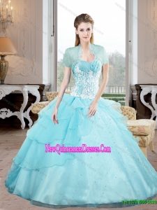Classical Sweetheart 2015 Quinceanera Gown with Appliques and Beading