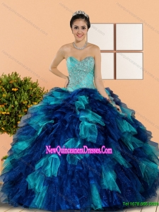 Classical Sweetheart Beading and Ruffles Quinceanera Dresses in Multi Color