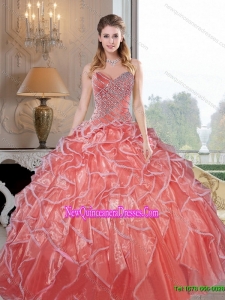 Fashionable Sweetheart Ruffles and Beading Quinceanera Dresses for 2015
