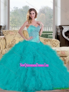 Luxurious 2015 Ball Gown Quinceanera Dress with Beading and Ruffles