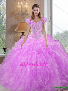 Luxurious Sweetheart Beading and Ruffles Lilac Sweet 16 Dresses for 2015