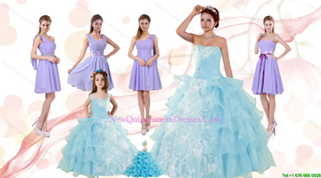 Strapless Ruffles Elegant Quinceanera Dress and Lavender Mini Length Prom Dress and Appliques and Ruffles Baby Bule Little Girl Pageant Dress