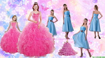 Beading and Ruffles Quinceanera Dress and Strapless Knee Length Baby Blue Dama Dresses and Rufles Cute Flower Girl Dress