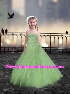 Cute Spaghetti Straps Spring Green Mini Quinceanera Dresses with Beading