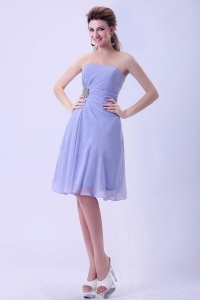 Lilac Chiffon A-line Dama Dress Knee-length