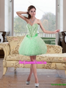 2015 Cheap Beading and Ruffles Prom Dress in Apple Green