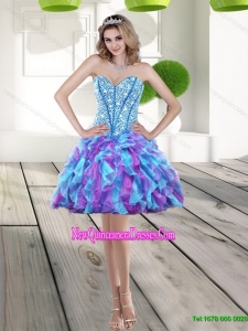 Cheap 2015 Beading and Ruffles A Line Prom Dress in Multi Color