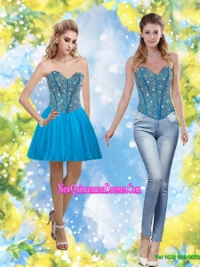 Exclusive 2015 Sweetheart Short Dama Dresses with Beading