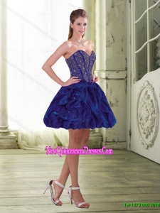 Exquisite Beading and Ruffles Mini Length Dama Dresses for 2015