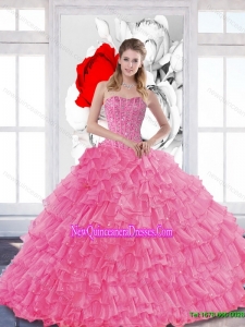 Classical 2015 Quinceanera Dresses with Beading and Ruffled Layers