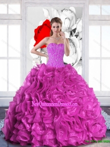 2015 Elegant Sweetheart Quinceanera Dresses with Beading and Ruffles