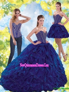 Elegant Beading and Ruffles Sweetheart Ball Gown Quinceanera Dresses for 2015