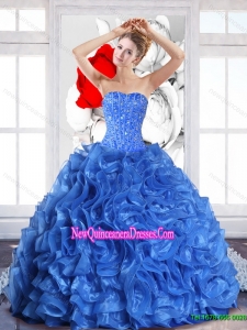 2015 Luxurious Ball Gown Quinceanera Dresses with Beading and Ruffles