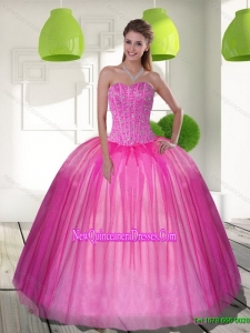 2015 Luxurious Beading Sweetheart Ball Gown Quinceanera Dresses