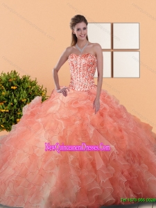 2015 Luxurious Quinceanera Dresses with Beading and Ruffles