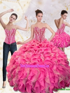 2015 Luxurious Sweetheart Quinceanera Dresses with Beading and Ruffles