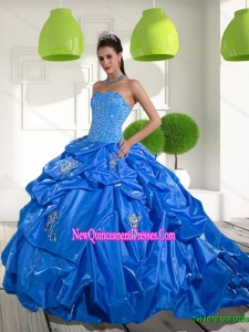 2015 Top Seller Beading and Appliques Quinceanera Dresses with Brush Train