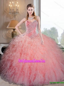 Top Seller Baby Pink Organza Quinceanera Dresses with Beading and Ruffles