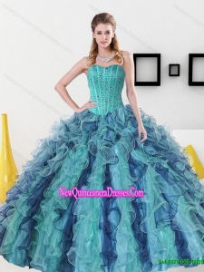 Top Seller Beading and Ruffles Sweetheart Quinceanera Dress for 2015