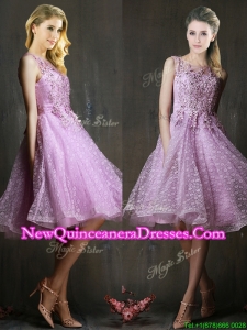 Popular See Through Beaded and Applique Damas Dress in Lavender
