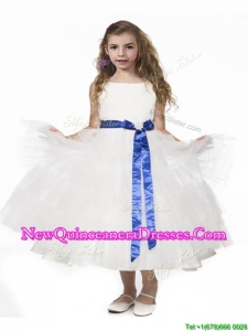 Romantic Ruffled Layers and Bowknot Little Girl Pageant Dress in White