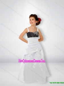 Cute and Exclusive A Line Straps Camo Flower Girl Dresses with Sweep Train