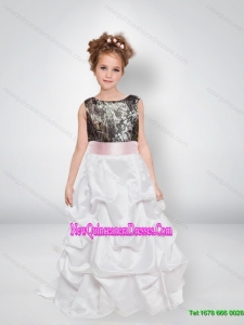 Cute and Sweet A Line Scoop Camo Flower Girl Dresses with Bowknot