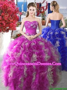 Perfect Applique and Ruffled Sweet 16 Gown with Puffy Skirt