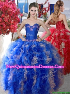 Elegant Applique and Ruffled Big Puffy Quinceanera Dress in Organza