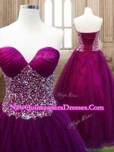 Fashionable A Line Burgundy Sweet 16 Dress with Beading for Spring