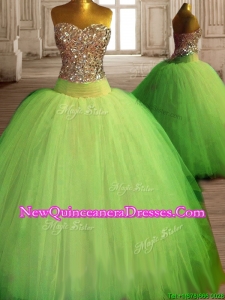 Fashionable Spring Green Big Puffy Quinceanera Dress with Beading