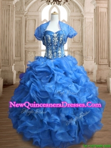 Discount Big Puffy Organza Quinceanera Dress with Beading and Ruffles