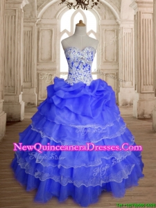 Modest Ruffled Layers and Beaded Sweet 16 Dress in Purple