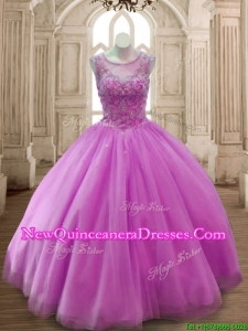 New Arrivals See Through Scoop Beading Quinceanera Dress in Lilac