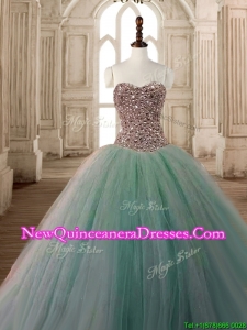 Discount Beaded Bodice A Line Quinceanera Dress in Apple Green