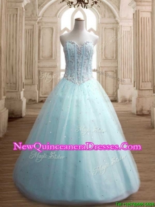 Latest Beaded Bodice Apple Green Sweet 16 Dress in Tulle