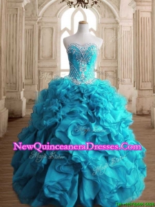 New Arrivals Beaded and Ruffled Quinceanera Dress in Teal