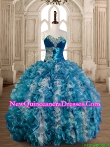 Luxurious Beaded Bust and Ruffled Sweet 16 Dress in Organza