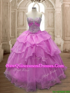 Sweet Beaded and Ruffled Layers Quinceanera Dress in Lilac for Spring