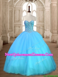 Beautiful Baby Blue Sweet 16 Dress with Beading for Spring