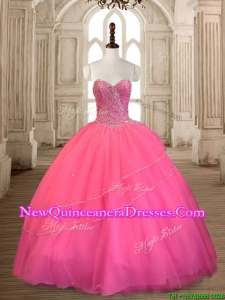 Top Selling Beaded Tulle Sweet 16 Dress in Rose Pink