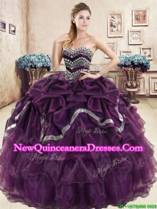 Exquisite Beaded and Pick Ups Purple Quinceanera Dress in Organza