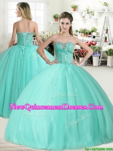 Wonderful Apple Green Quinceanera Dress with Beading for Spring