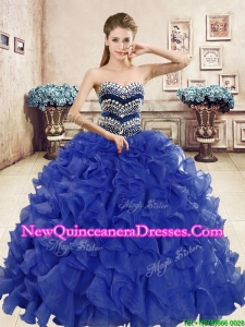 Popular Beaded and Ruffled Big Puffy Quinceanera Dress in Organza