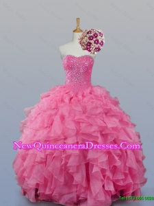 2015 Fashionable Ball Gown Sweetheart Quinceanera Dresses with Beading and Ruffles MRYS006