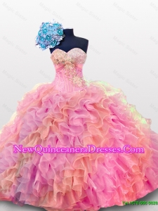 2015 Perfect Sweetheart Quinceanera Dresses with Sequins and Ruffles