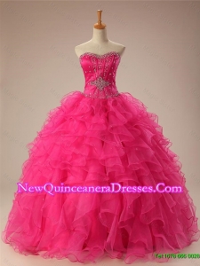 2015 Popular Beaded Quinceanera Dresses with Ruffles in Organza