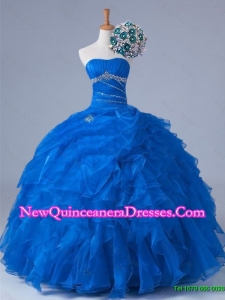 2015 Pretty Strapless Quinceanera Dresses with Beading and Ruffles