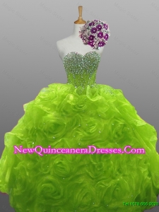 2015 Sweet Rolling Flowers Quinceanera Gowns in Organza