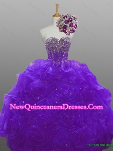 2015 Perfect Beaded Quinceanera Dresses with Rolling Flowers
